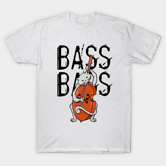 Cat With Bass T-Shirt by mailboxdisco